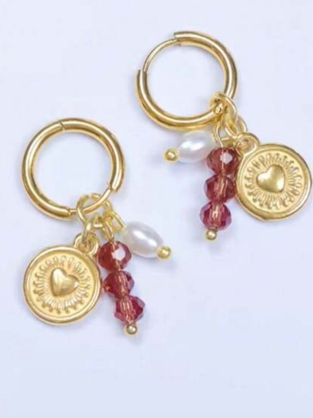 Gold Hoop heart Earrings N1272
